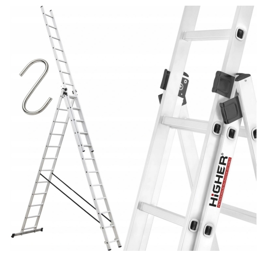 Sterke aluminium ladder 3x12 8m universeel